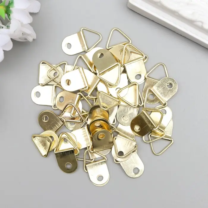 Подвес металл для фоторамки/картины золото набор 40 шт 2х1,3 см