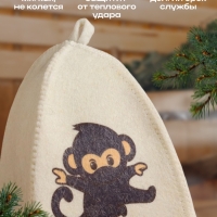 Шапка для бани с детским принтом "Обезьянка" , белая Шапка для бани с детским принтом "Обезьянка" , белая