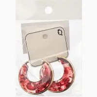 Серьги-кольца акрил "Тренд", цвет бордовый в золоте