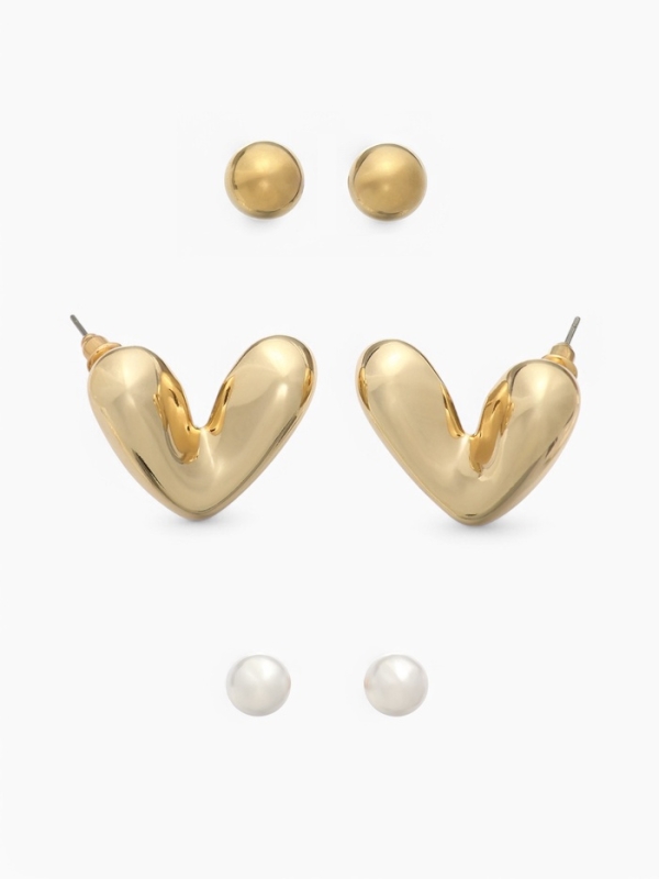 Набор серьги 3 пары &laquo;Буквы&raquo; любовь, цвет розовый в золоте