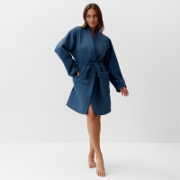 Халат женский Этель, цв. синий, р-р 50-52, 100% полиэстер, 300 г/м2 Халат женский Этель, цв. синий, р-р 50-52, 100% полиэстер, 300 г/м2
