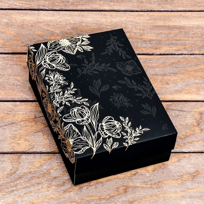 Коробка складная, крышка-дно, "Цветы", софт тач, 21 х 15 х 7 см