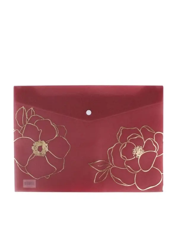 Папка-конверт на кнопке формат А4 180мкр блестящая МИКС Цветы  (штрихкод на штуке)