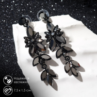 Серьги висячие со стразами «Ажур» весеннее настроение, цвет чёрный, 7см Серьги висячие со стразами «Ажур» весеннее настроение, цвет чёрный, 7см
