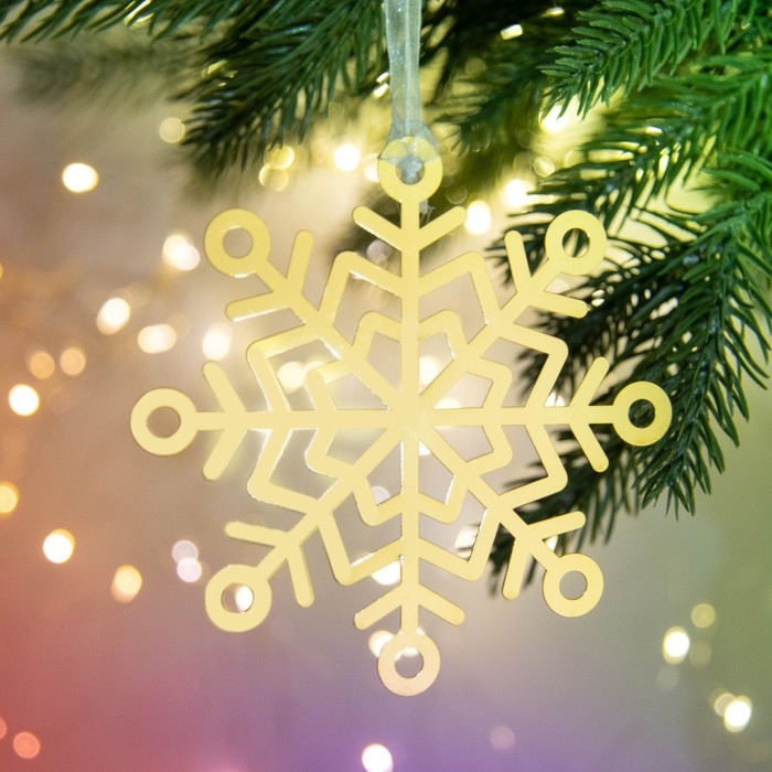 Ёлочная игрушка новогодняя &laquo;Снежинка&raquo;, на Новый год, 9.4 х 9.4 см.