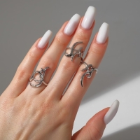 Кольцо набор 3 штуки «Когти» узор, размер МИКС, цвет серебро Кольцо набор 3 штуки «Когти» узор, размер МИКС, цвет серебро