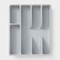 Лоток для столовых приборов, 5 отделений, 25,5&times;30,7&times;4,6 см, цвет серый