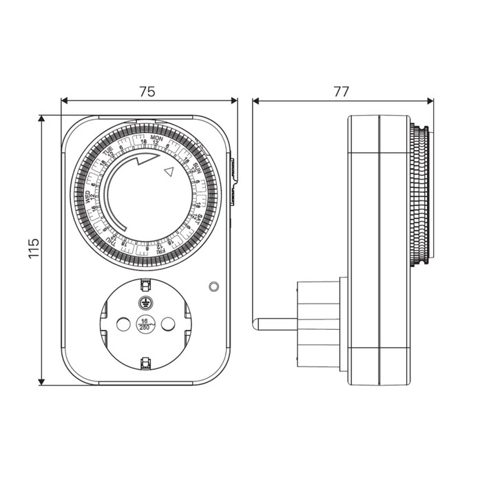 Таймер механический, 'Премиум', недельный 3680Вт, интервал: 120мин. 12 вкл/сутки белый, 0516