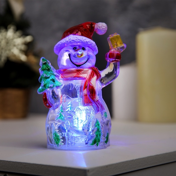 Ёлочная игрушка &laquo;Снеговик&raquo; 11.5 см, батарейки LR1133х3 (в комплекте), свечение мульти (RGB)