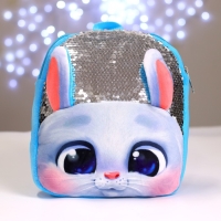 Рюкзак детский плюшевый для девочки &laquo;Зайка белый&raquo; с пайетками, 26&times;24 см, на новый год