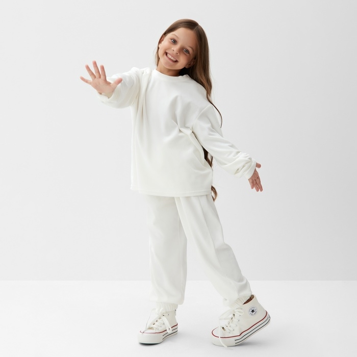 Костюм детский (свитшот, брюки) KAFTAN Plushy р.36 (134-140), белый Костюм детский (свитшот, брюки) KAFTAN Plushy р.36 (134-140), белый