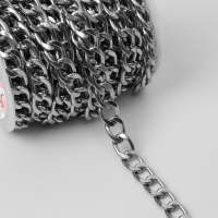 Цепочка для сумки, металлическая, плоская, 18 &times; 13 мм, 10 &plusmn; 0,5 м, цвет серебряный