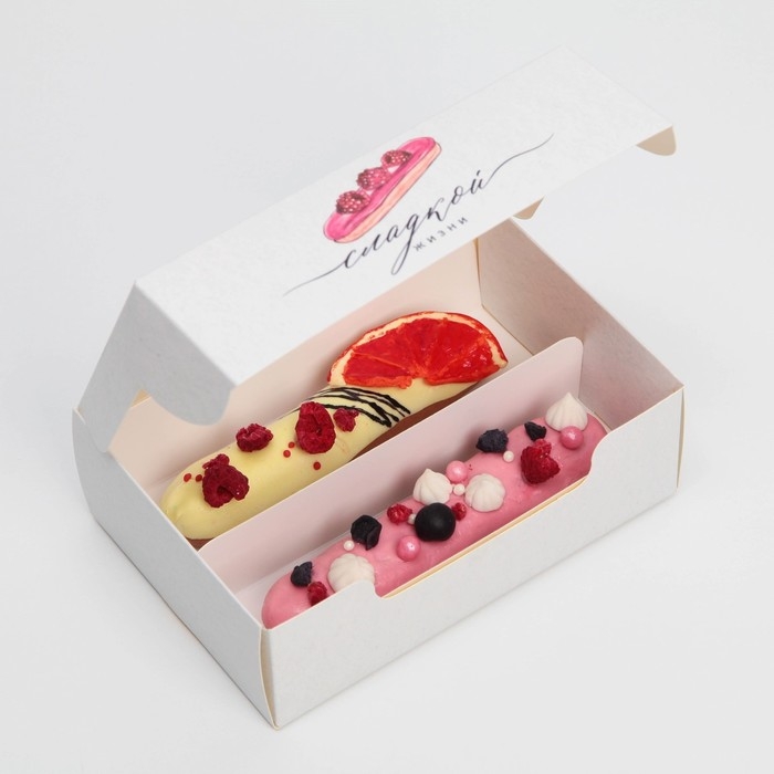 Коробка для эклеров, кондитерская упаковка, 2 вкладыша, «Сладкая жизнь», 15 х 10 х 5 см Коробка для эклеров, кондитерская упаковка, 2 вкладыша, «Сладкая жизнь», 15 х 10 х 5 см