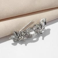 Булавка &laquo;Лоза&raquo;, 3 см, цвет белый в серебре