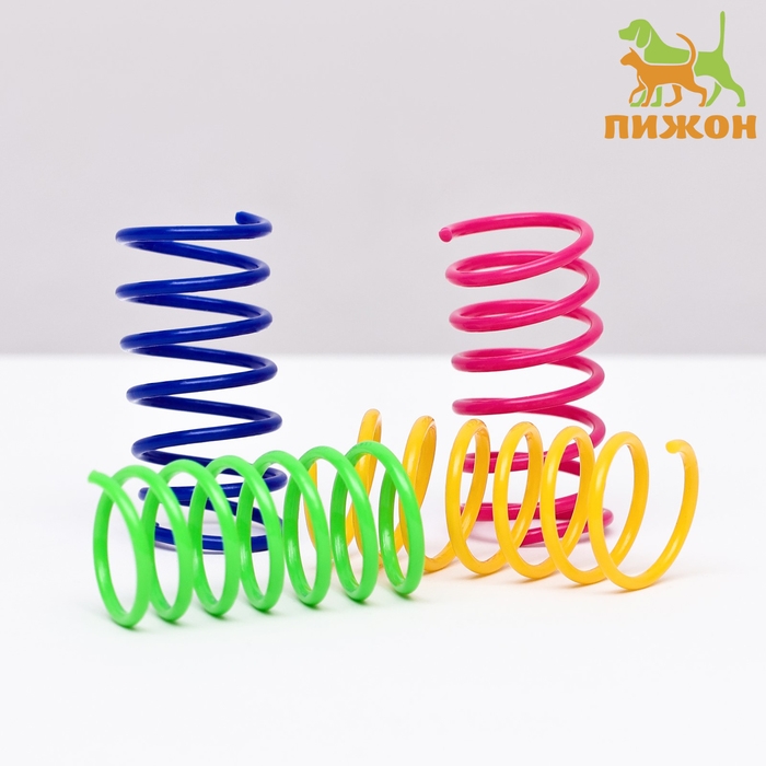 Набор из 4 игрушек для кошек Набор из 4 игрушек для кошек "Пружинки", 5,5 см, микс цветов