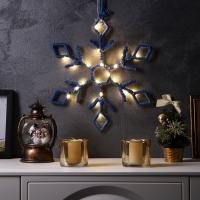 Светодиодная фигура &laquo;Снежинка синяя&raquo; 39 см, 20 LED, батарейки AAx2 (не в комплекте), свечение теплое белое