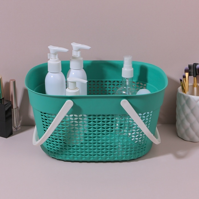 Органайзер для хранения, с ручками, 1 секция, 27 × 18 × 14,5 см, цвет МИКС Органайзер для хранения, с ручками, 1 секция, 27 × 18 × 14,5 см, цвет МИКС