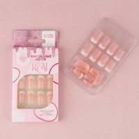 Накладные ногти &laquo;Классический френч&raquo;, 24 шт, клеевые пластины, форма квадрат, цвет розовый/белый