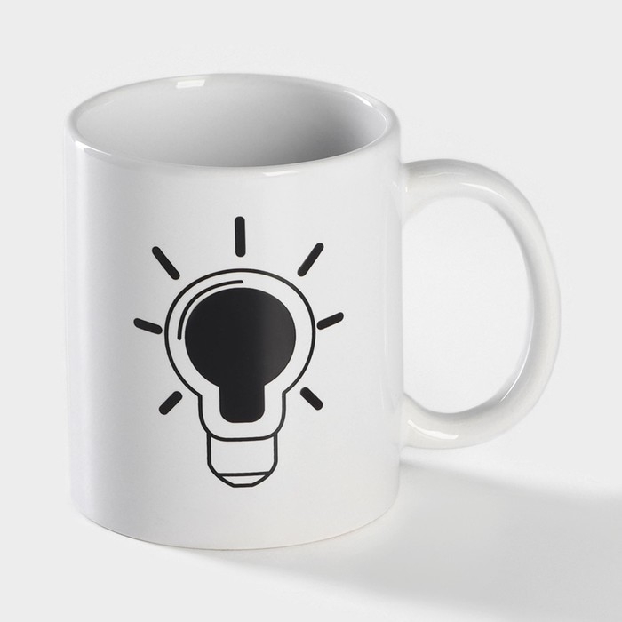 Кружка - хамелеон Доляна &laquo;Лампочка&raquo;, 350 мл, керамика, белая