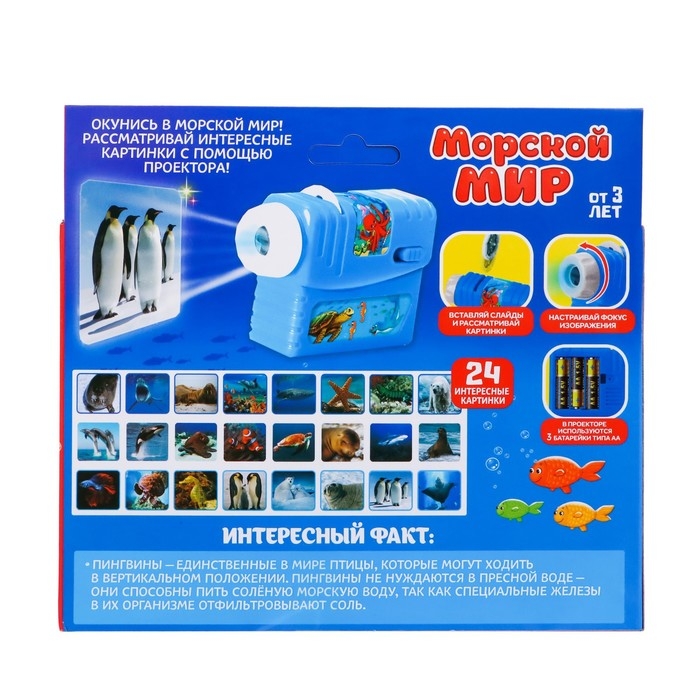 Проектор &laquo;Морской мир&raquo;, 3 слайда, 24 картинки
