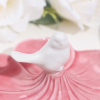 Подставка для колец "Птичка на цветке", розово-белый, 12х6 см Подставка для колец "Птичка на цветке", розово-белый, 12х6 см