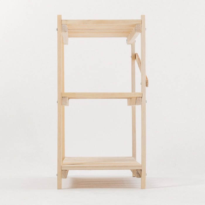 Стеллаж деревянный усиленный, 3 полки, винтовое соединение, регулируемые полки 60х60х30 см