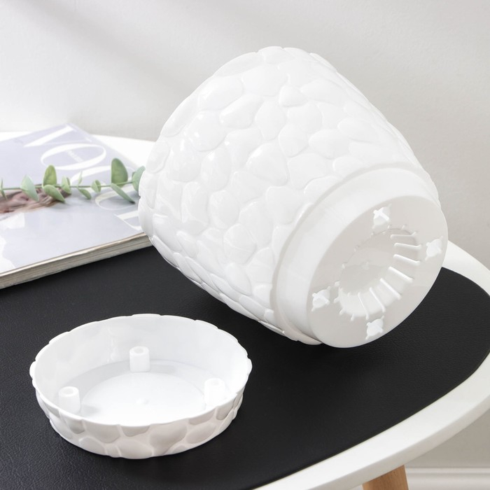 Горшок с поддоном &laquo;Камни&raquo;, 2,6 л, цвет белый