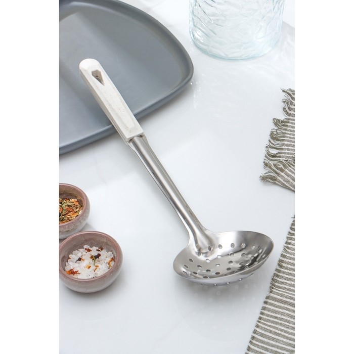 Шумовка из нержавеющей стали Доляна &laquo;Соната&raquo;, h=34 см, цвет серебряный