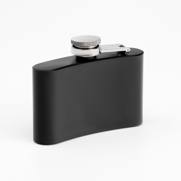 Фляжка Мастер К, 90 мл, подарочная, армейская, 3 oz, нержавеющая сталь, чёрная