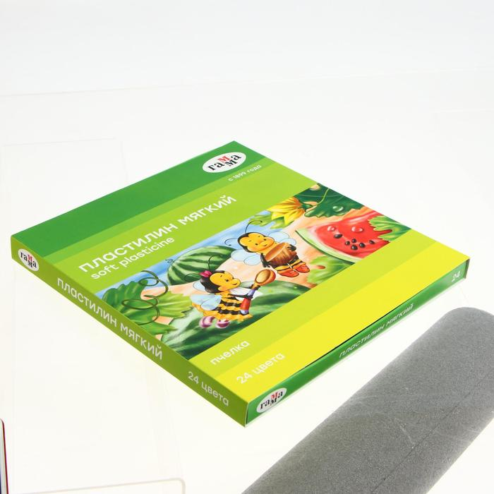 Пластилин мягкий (восковой), 24 цветов, 360 г, Гамма Пластилин мягкий (восковой), 24 цветов, 360 г, Гамма "Пчелка", со стеком