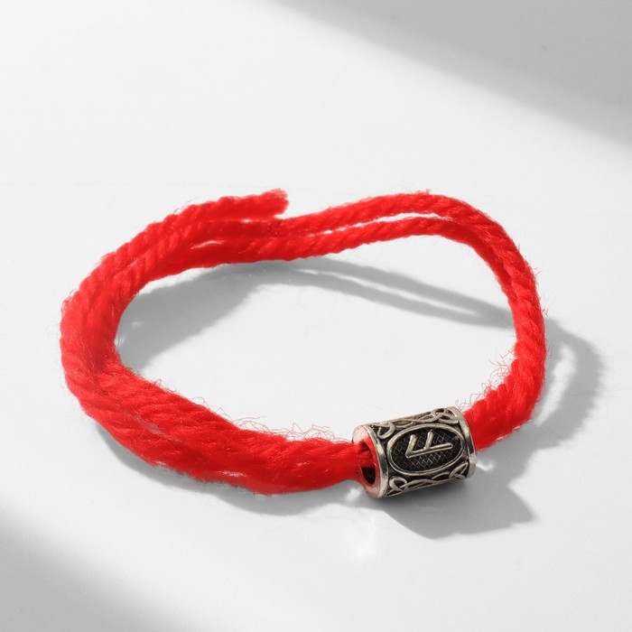 Браслет-амулет на нити &laquo;Красная нить&raquo; руна мудрость, цвет красный с чернёным серебром, 30 см