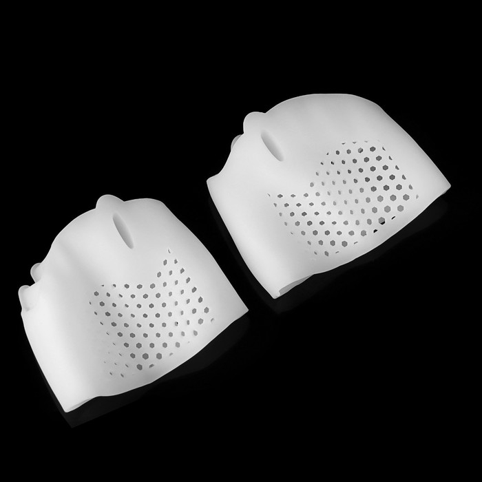 Корректоры - разделители для пальцев ног, на манжете, 4 разделителя, силиконовые, 8 × 6,5 см, пара, цвет белый Корректоры - разделители для пальцев ног, на манжете, 4 разделителя, силиконовые, 8 × 6,5 см, пара, цвет белый