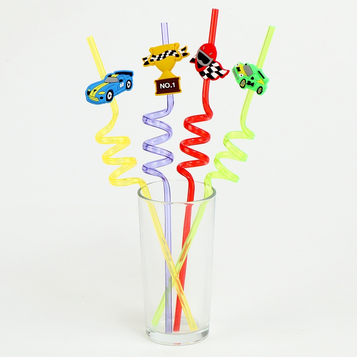 Трубочки для коктейля &laquo;Тачки&raquo;, набор 4 шт.