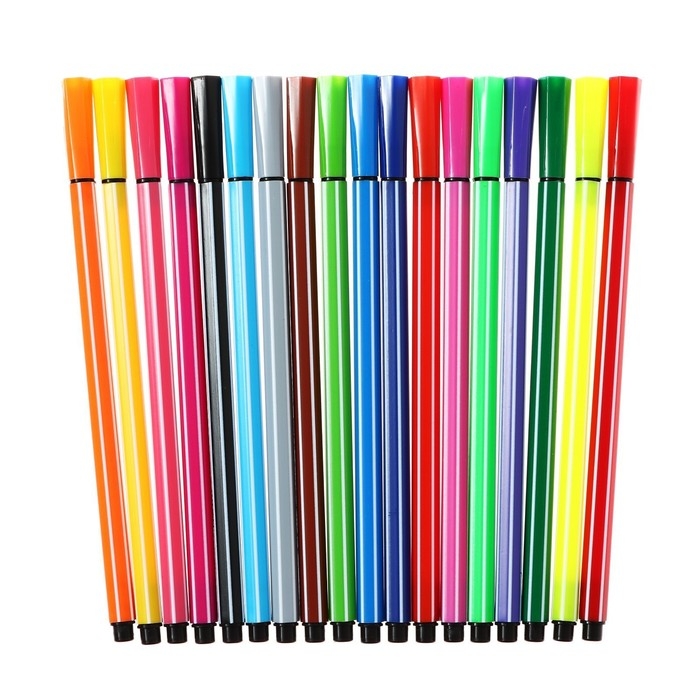 Фломастеры 18 цветов "Утка в очках", в пластиковом пенале, МИКС