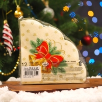 Новогодние салфетки бумажные Art Bouquet Rondo &laquo;Новогодние колокольчики&raquo;, 3 слоя, d 32 см., 12 шт.