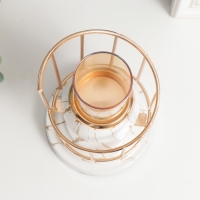 Подсвечник металл на 1 свечу "Белый мрамор с золотыми трещинками. Лестница" 23х13х13 см