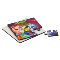 Дервянные пазлы на новый год &laquo;Зверята украшают ёлочку&raquo;