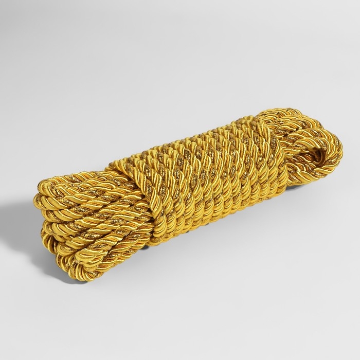 Шнур витой, d = 8 мм, 9 &plusmn; 1 м, цвет золотой