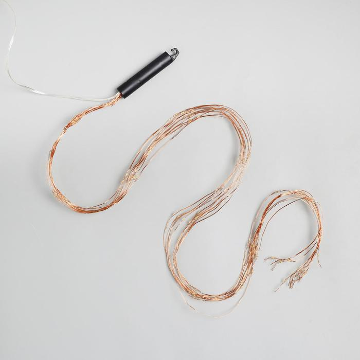 Гирлянда «Конский хвост» 8 нитей по 2 м, IP20, медная нить, 160 LED, свечение тёплое белое, USB Гирлянда «Конский хвост» 8 нитей по 2 м, IP20, медная нить, 160 LED, свечение тёплое белое, USB