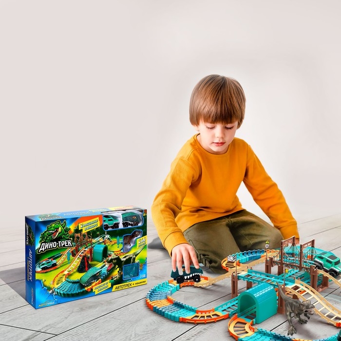 Автотрек &laquo;Дино-трек&raquo;, с 2 машинками, работает от батареек