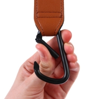 Карабин для сумок на коляску, на липучке, экокожа, цвет коричневый