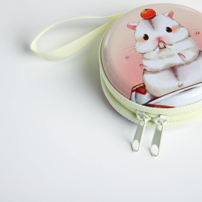 Футляр для монет/наушников на молнии, цвет белый