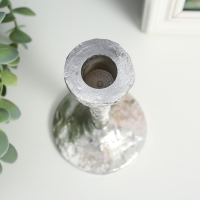 Подсвечник полистоун на 1 свечу "Голиаф" серебро 14х8х8 см