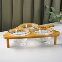 Набор салатников стеклянных на подставке &laquo;Ронда&raquo;, 350 мл, 37,5&times;32,5&times;7 см, 3 шт