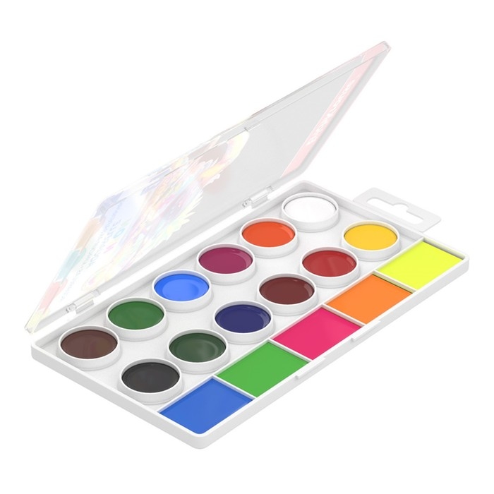 Акварель 17 цветов ErichKrause ArtBerry Neon, неоновая палитра с УФ-защитой, супер яркие, с увеличенными кюветами, европодвес, без кисти