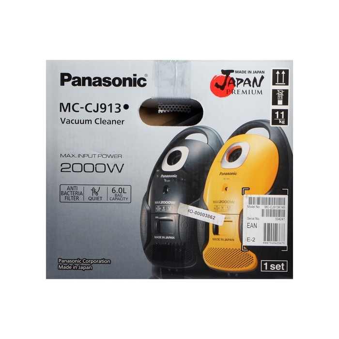 Пылесос PANASONIC MC-CJ913K, мешок, 2000 Вт, 6 л, шнур 5 м, чёрный Пылесос PANASONIC MC-CJ913K, мешок, 2000 Вт, 6 л, шнур 5 м, чёрный