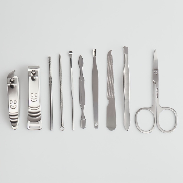 Набор маникюрный &laquo;Люси&raquo;, 10 предметов, кожзам-чехол, цвет фуксия