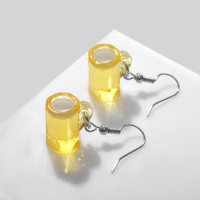 Серьги &laquo;Пиво&raquo;, цвет жёлто-белый в серебре