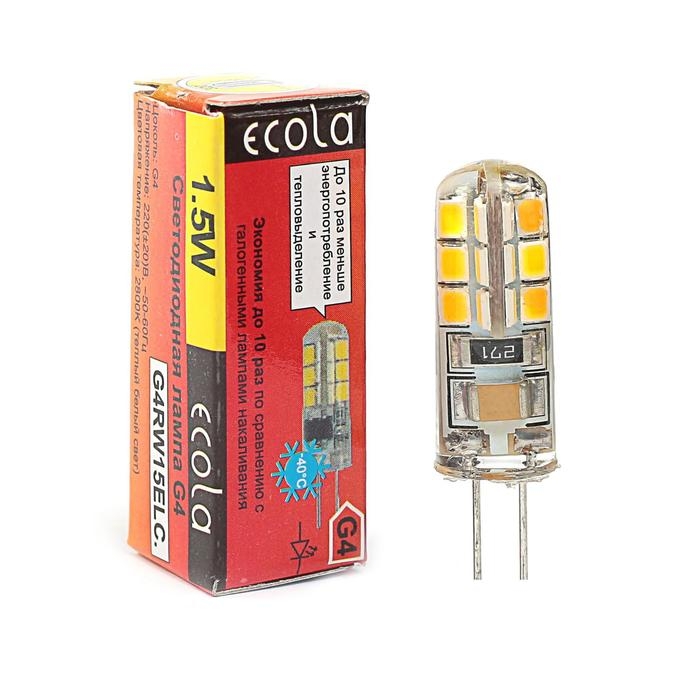 Лампа светодиодная Ecola Corn Micro, G4, 1.5 Вт, 2800 K, 320°, 35х10 мм Лампа светодиодная Ecola Corn Micro, G4, 1.5 Вт, 2800 K, 320°, 35х10 мм