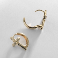 Серьги со стразами XUPING крест преображение, цвет белый в золоте Серьги со стразами XUPING крест преображение, цвет белый в золоте